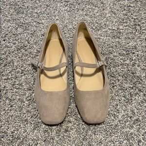 H&M Taupe Suede Mary Jane Flats